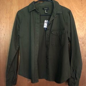 NWT army green button up